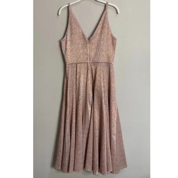 Anthropologie Dress The Population Rose Gold Loreley Delilah Midi Dress Medium - Picture 10 of 16